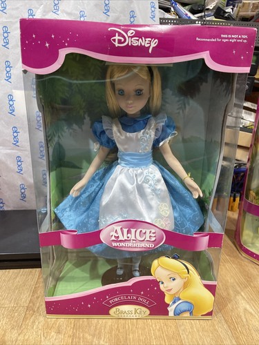 Disney Alice in Wonderland Porcelain Doll Brass Key Keepsake