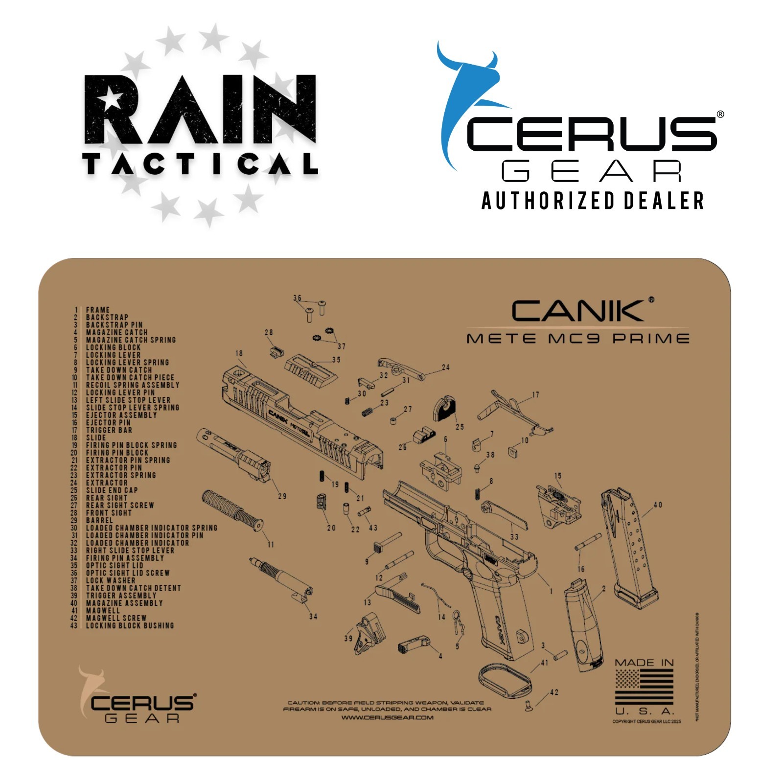 Canik METE MC9 Prime Schematic Handgun Mat FDE | eBay