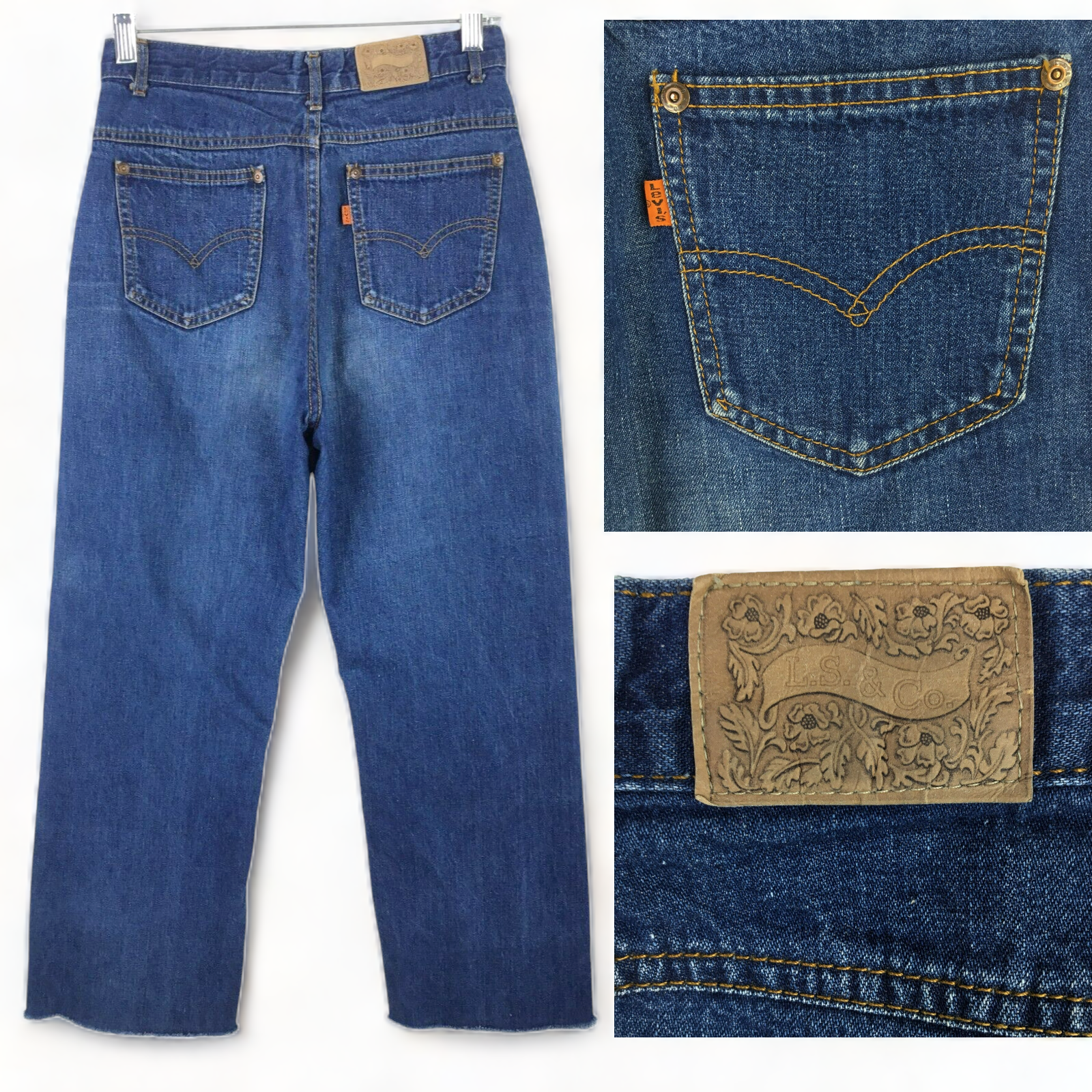 VTG 80's Levi's 685 Jeans Women's Size 24X24 Orange Tab Blue Cut