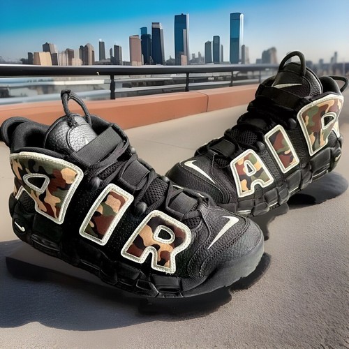 NIKE AIR MORE UPTEMPO '96 SNEAKERS BLACK/CAMO MENS SIZE 10.5 | eBay