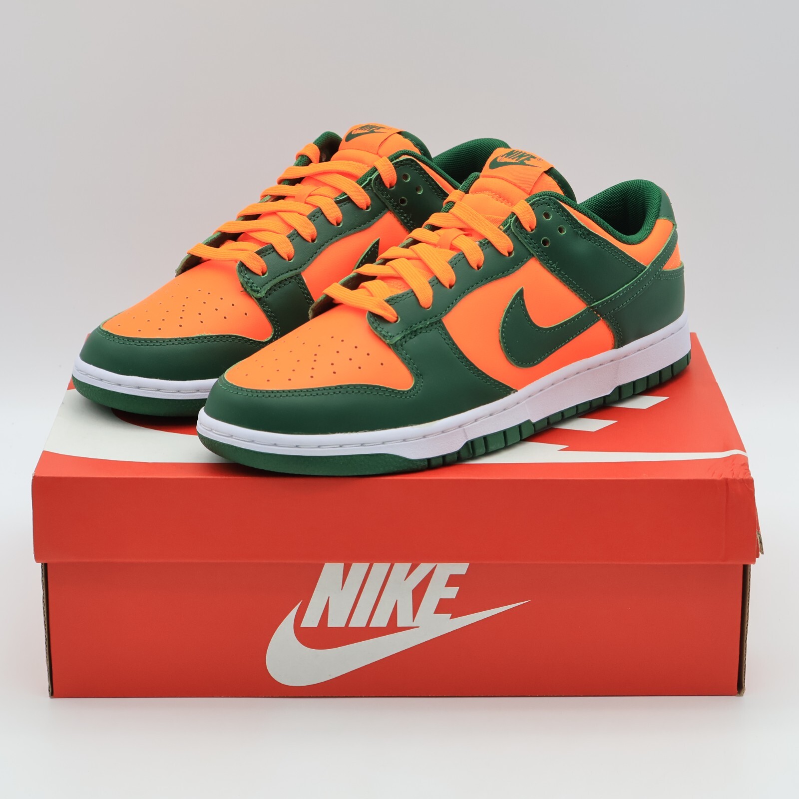 DD1391-300 Nike Dunk Low Miami Hurricanes Gorge Green Total Orange