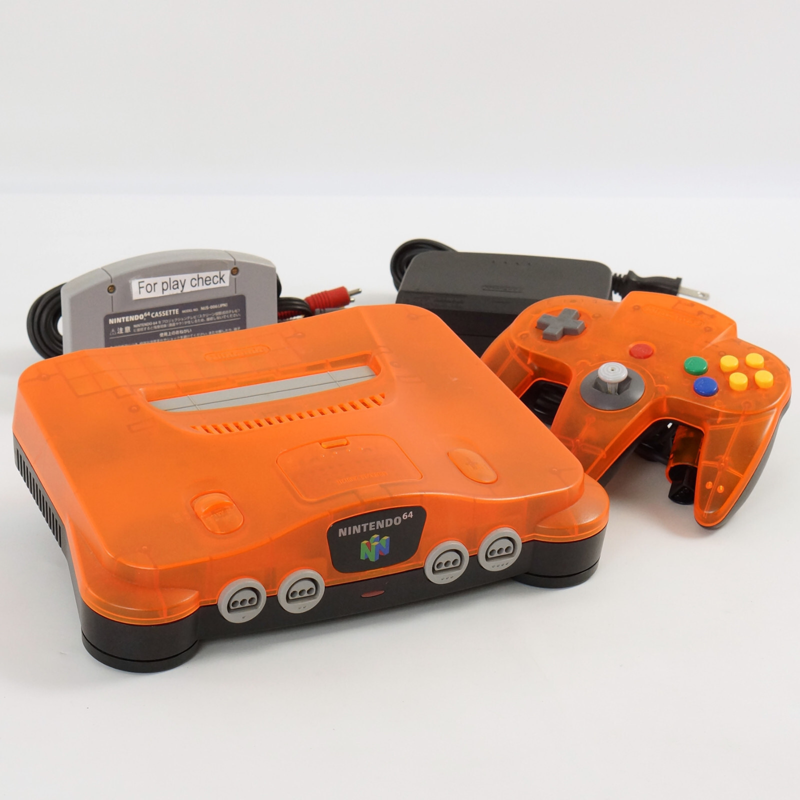 Nintendo 64 CLEAR ORANGE Console System wz Expansion pak NUS-001