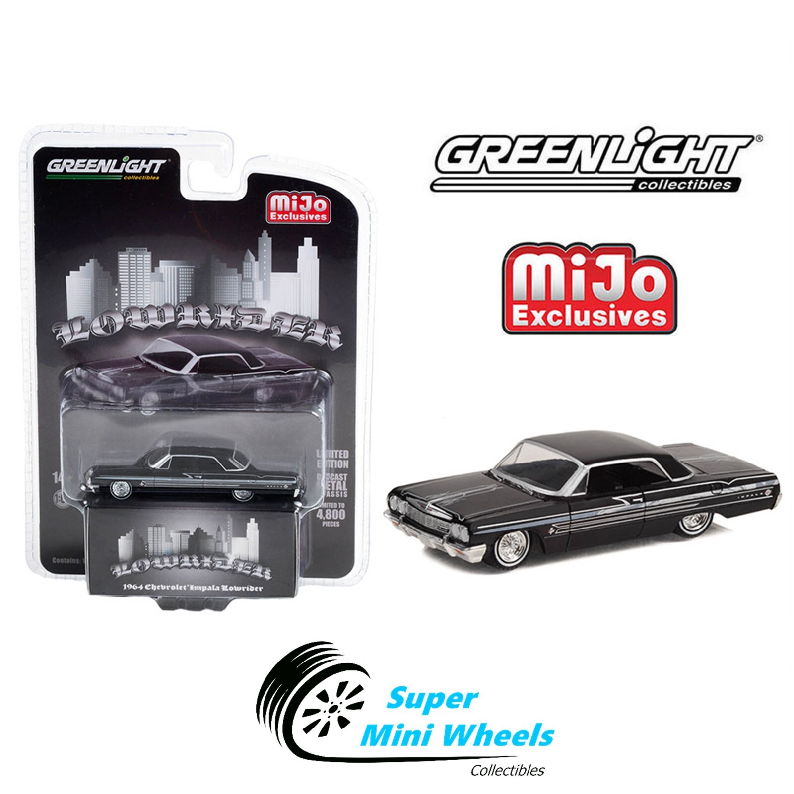 Greenlight 1:64 Lowrider 1964 Chevrolet Impala SS – Black - Mijo