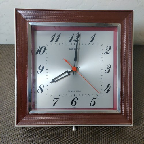 SEIKO ETX-652 Square Red Transistor Vintage Wall Mount Clock