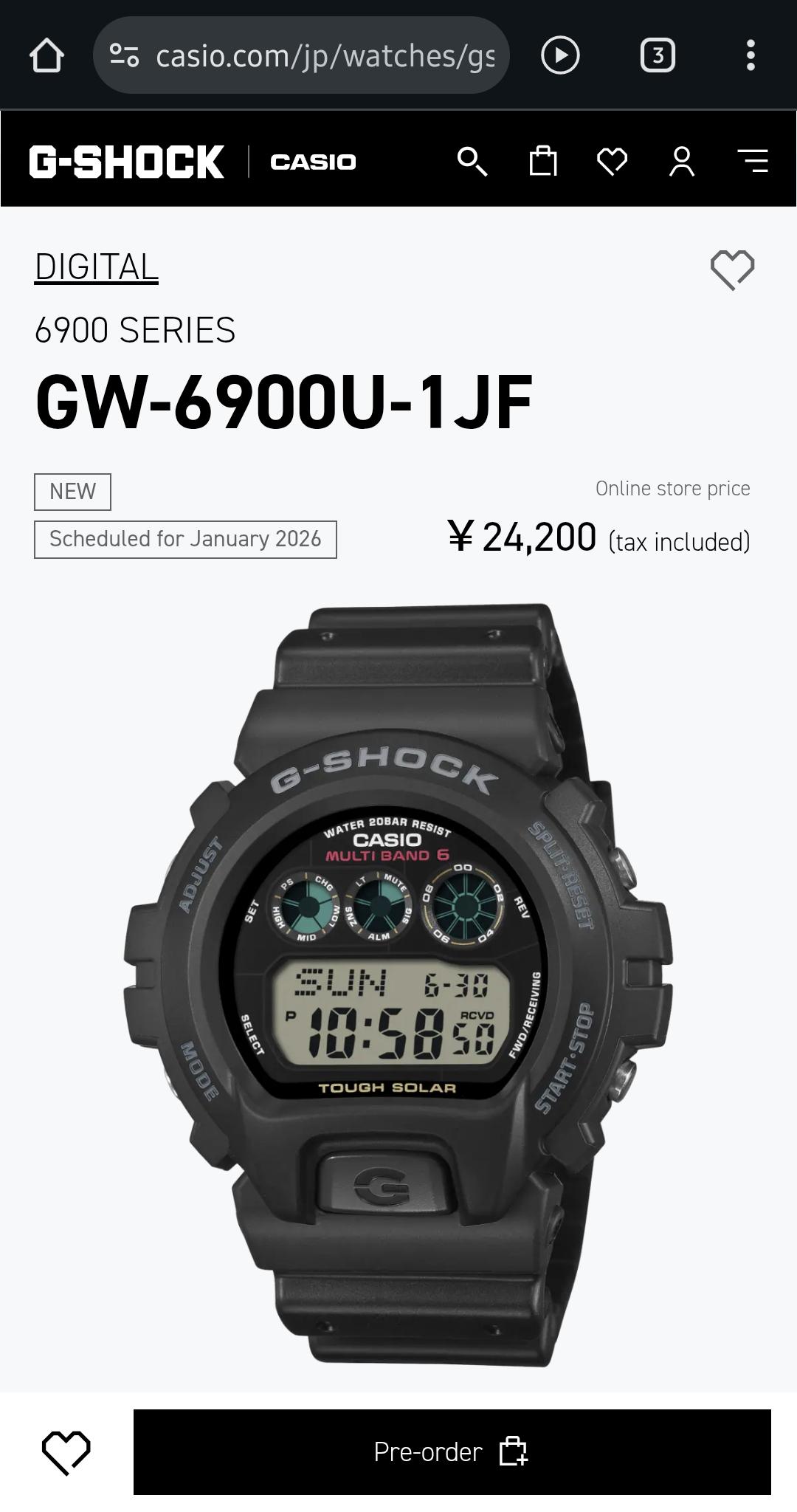 My next watch in 2026 will be the updated (U version) GW-6900U-1JF
