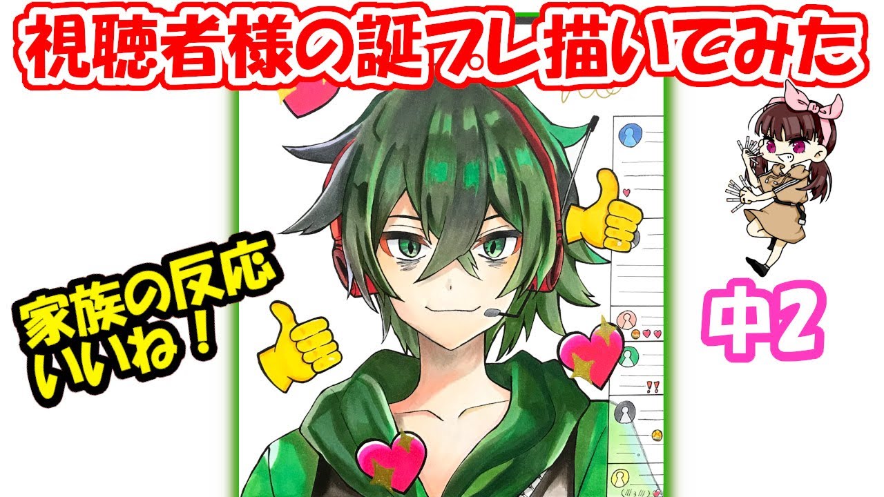 ワイテルズ】視聴者様の誕プレ描いてみた！/シャークん/COPIC - YouTube