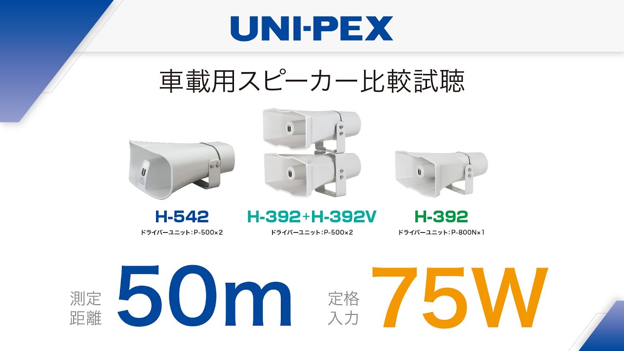 UNI-PEX車載用スピーカー比較動画 50m - YouTube