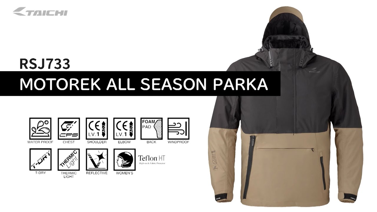 TAICHI】RSJ733 MOTORCYCLE ALL SEASON PARKA - YouTube
