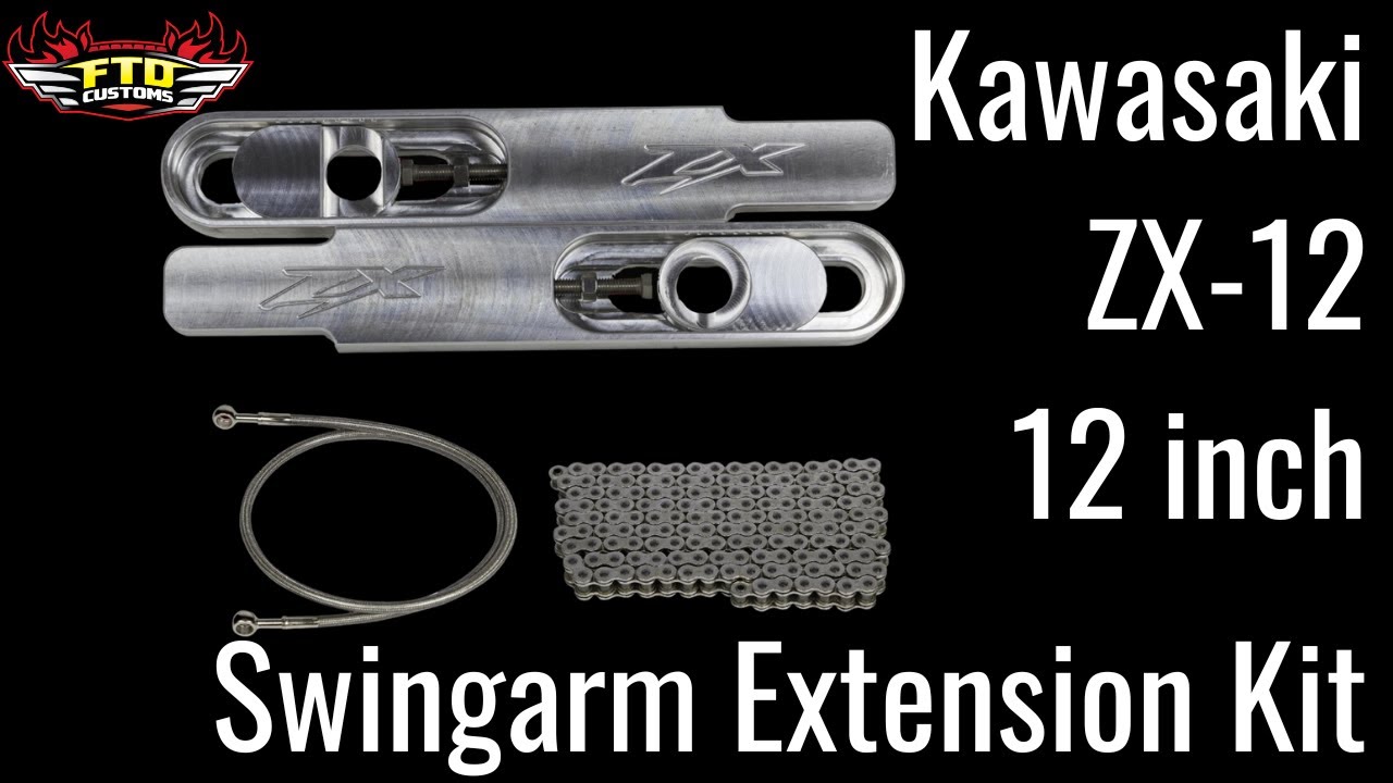 Kawasaki ZX-12R Swingarm Extensions 12 inch Stretch Raw Finish