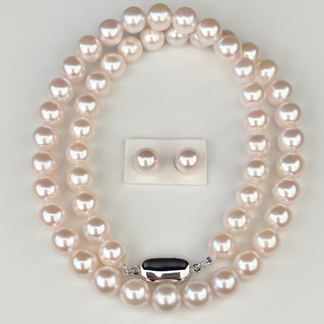 アコヤ貝本真珠ネックレス7.5-8.0㎜ペア付きセット総研B5鑑別付き