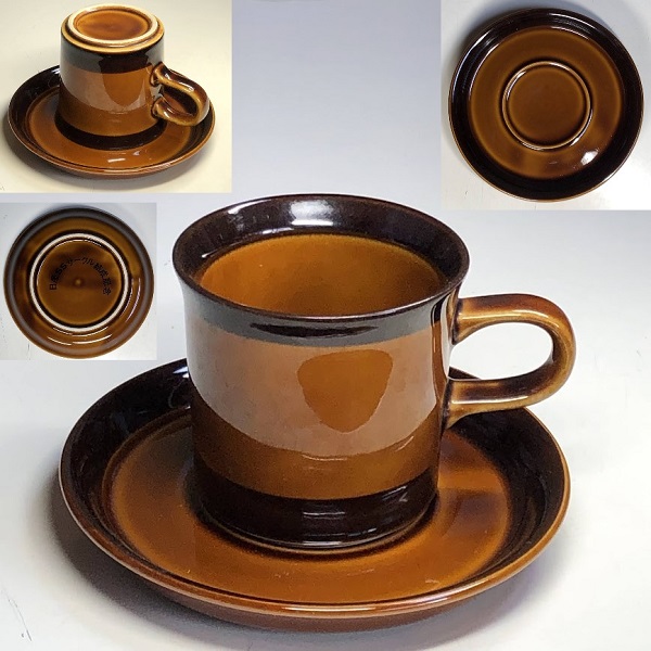 ストーンウェア茶色カップ＆ソーサーR8600 : 昭和レトロ食器雑貨