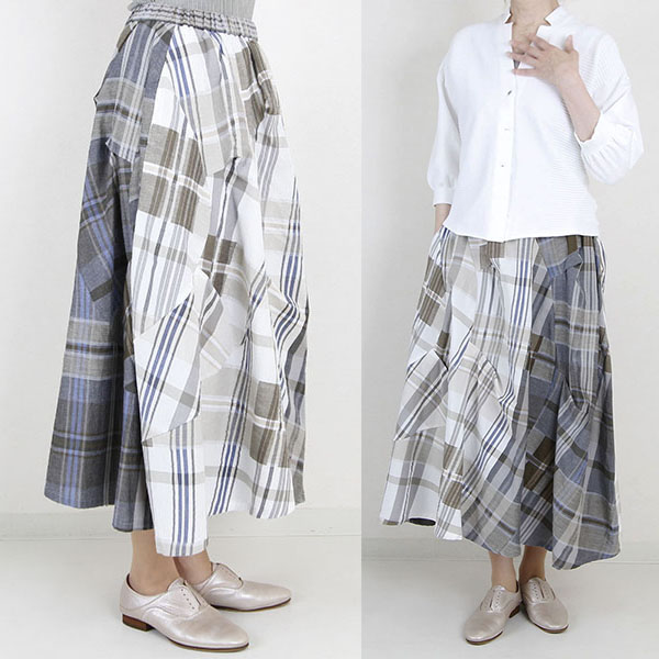 センソユニコ 慈雨 チェック切替デザインスカート – セレクトショップ