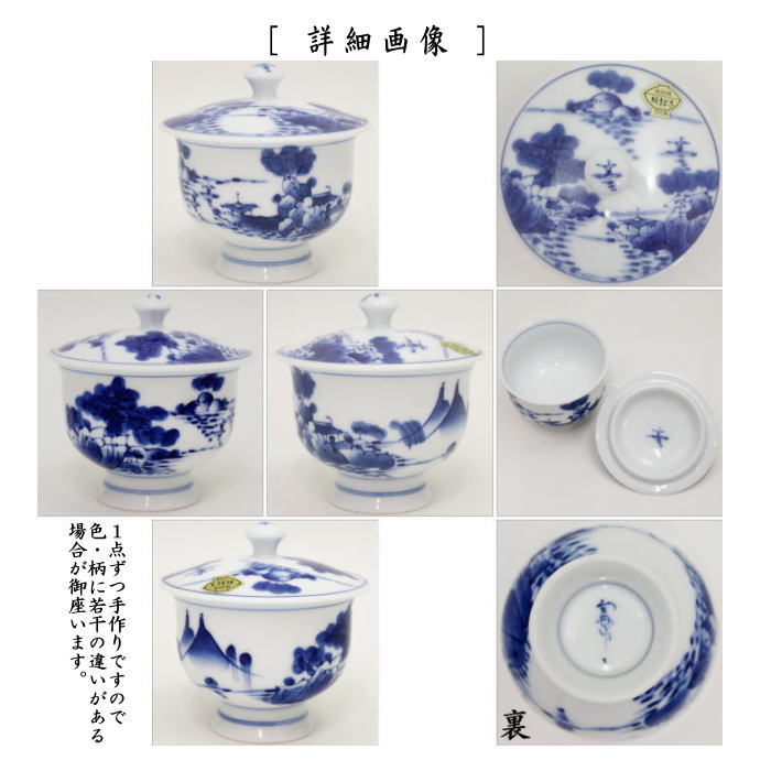 蓋付湯のみ】 純手書き 有田焼き 山水紋 台丹窯 5客セット （蓋付