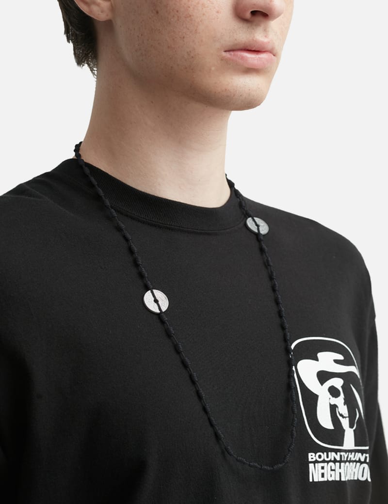 NEIGHBORHOOD Silver Button Necklace - Oxidized 925 sterling silver