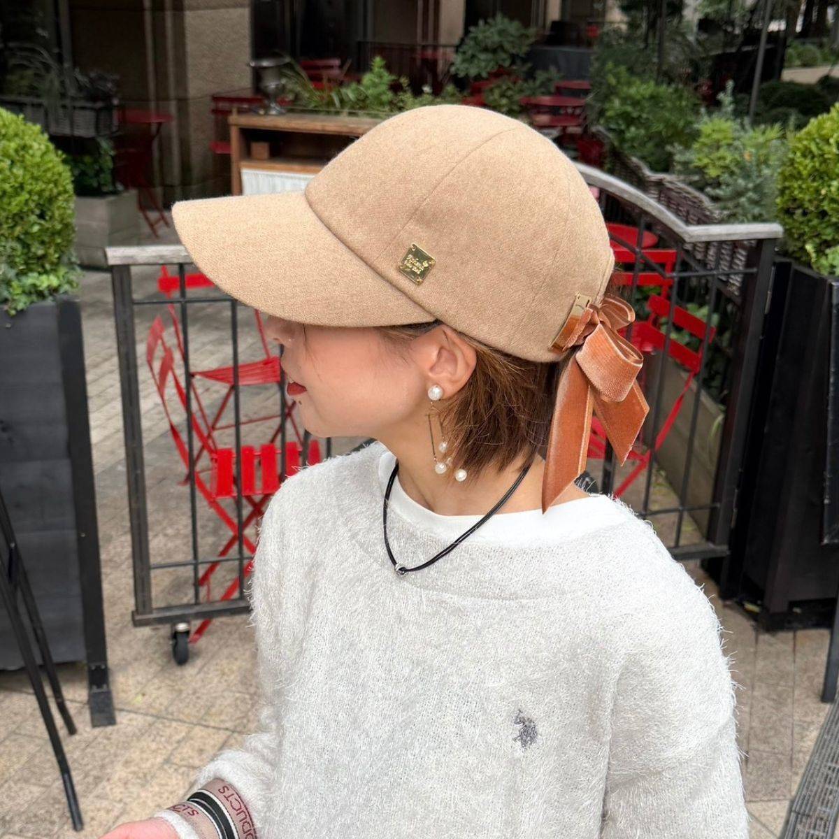 ベロアリボンが秋冬感♡AthenaNewYorkのウールキャップ | 4yuuu