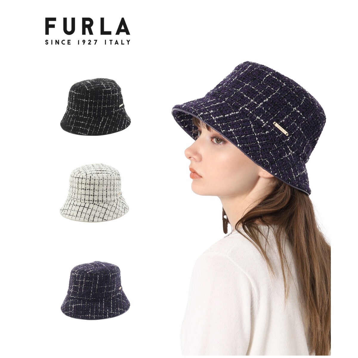 チェックツイード バケットハット／日本製 | フルラ(FURLA) | マルイ