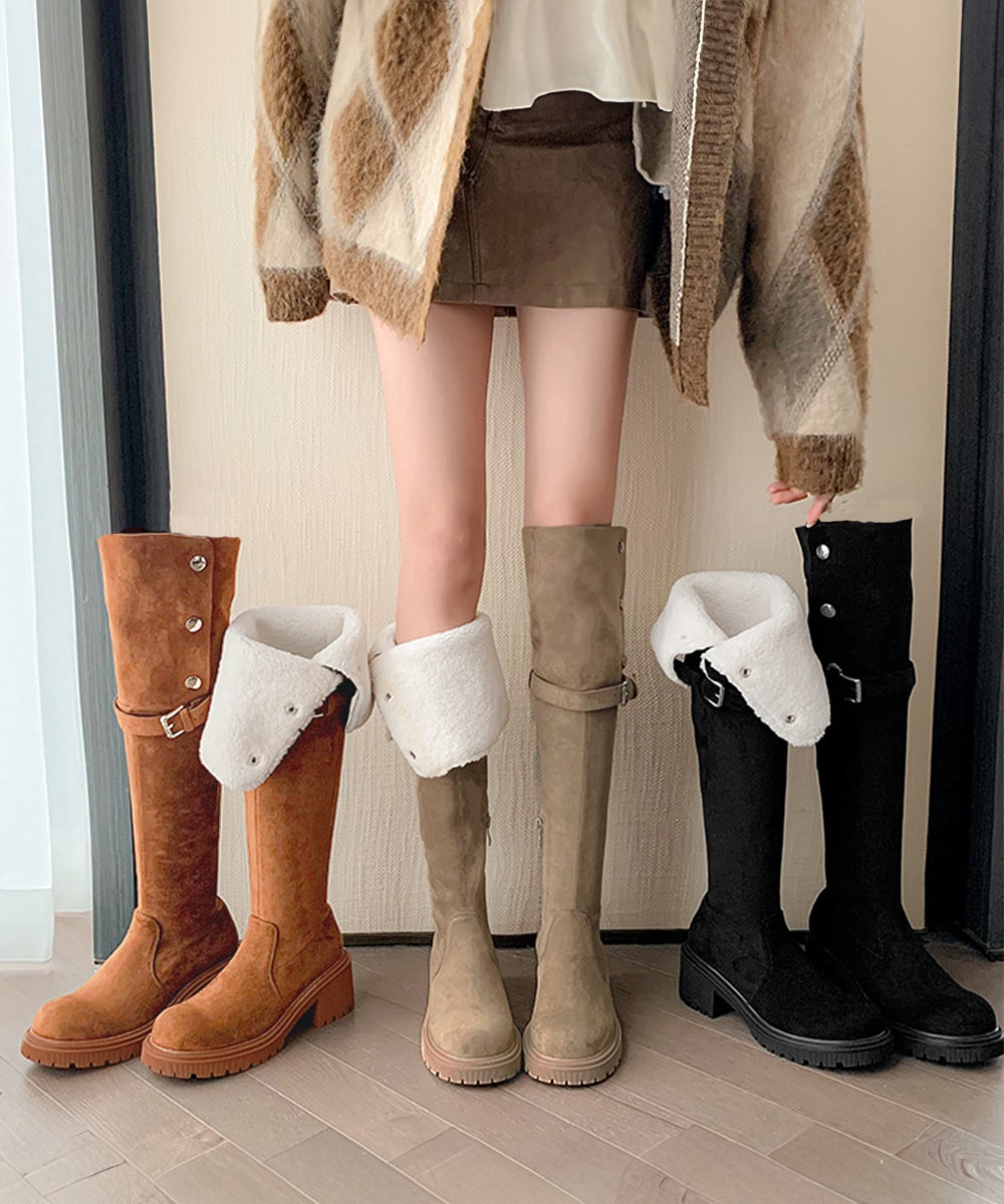 ニーハイブーツ ロングブーツ スエード調 | ミニミニストア