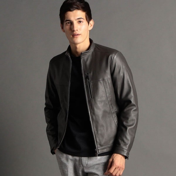 Monsieur Nicole ダークブルーレザージャケット サイズ48 Monsieur