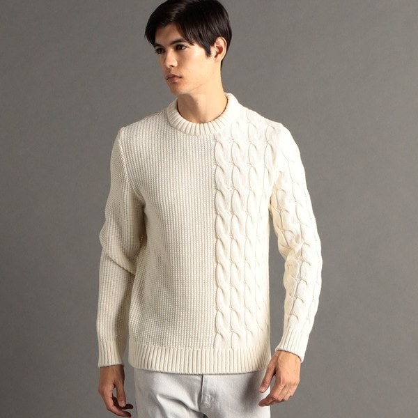 ex/tra】 ミックスケーブル クルーネックニット | ムッシュニコル