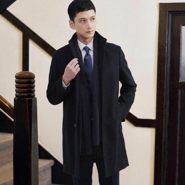 ウールカシミヤブレンド】ビーバー調 スタンドカラー コート