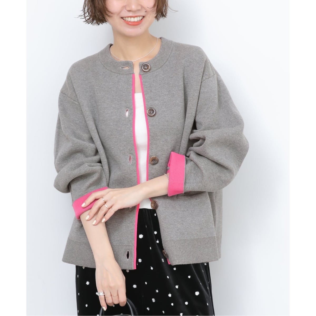 □ダブルニットコントラストカーディガン | ジャーナルスタンダード