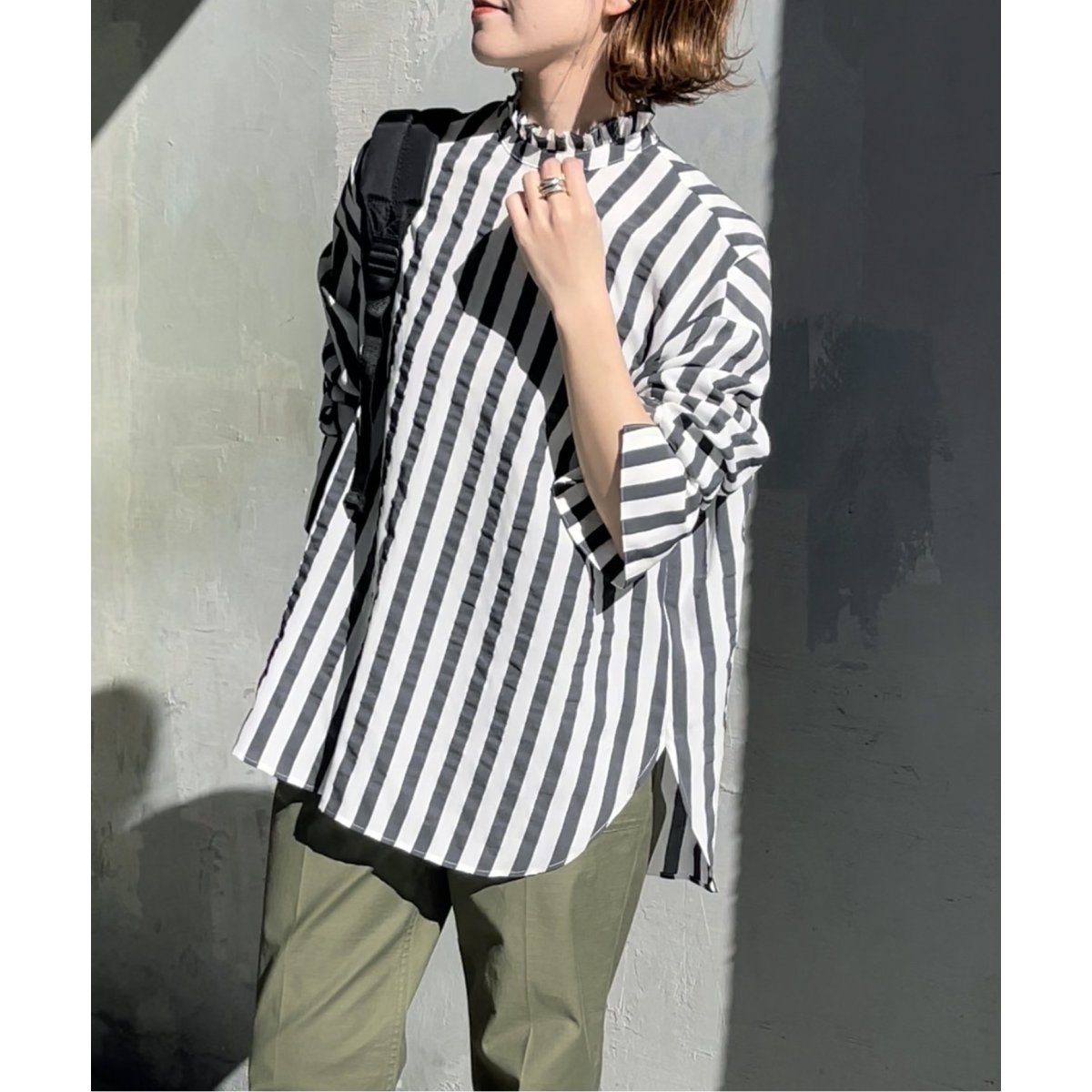 フリルカラーストライプシャツ | スピック＆スパン(Spick and Span