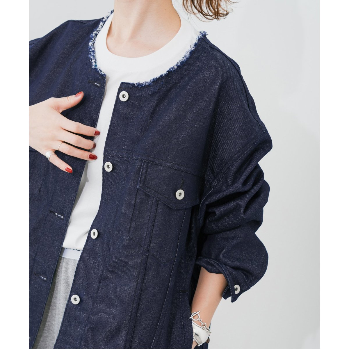 デニムノーカラージャケット | スピック＆スパン(Spick and Span
