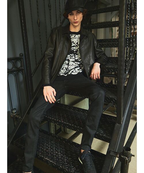 セール】 【レザー×デニム】セミダブル ライダース ジャケット