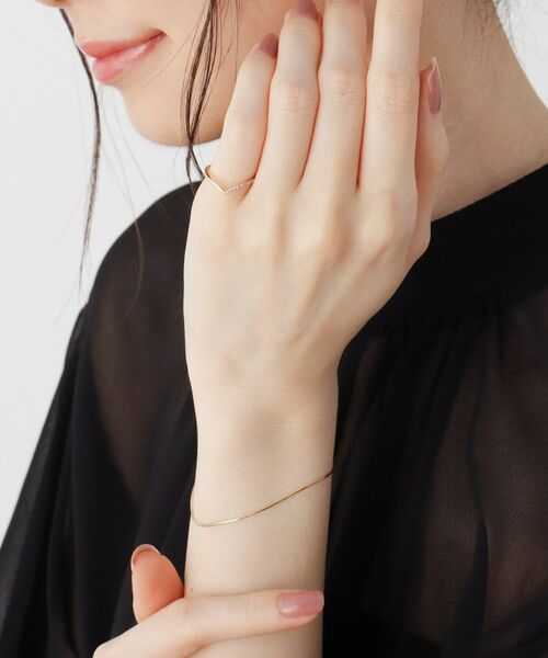 K10ダイヤモンド V字ハーフメレー ピンキーリング （リング