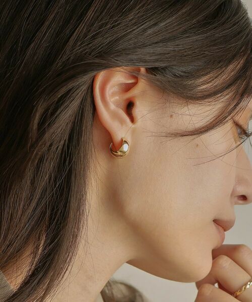 K10フォールディング フープピアス （ピアス・イヤリング）｜COCOSHNIK