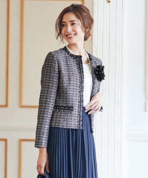 セール】 【セレモニー】ファンシーラメツイード ノーカラージャケット