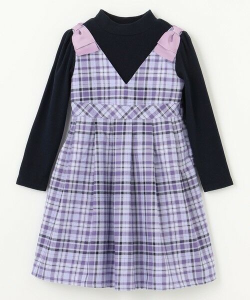 セール】 ドッキングチェックワンピース （ロング・マキシ丈ワンピース