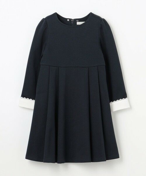 セール】 レース襟付き長袖ワンピース （ロング・マキシ丈ワンピース