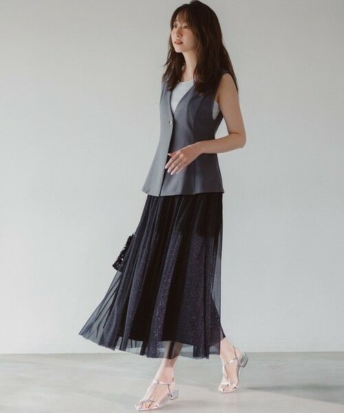セール】 【スタイリストコラボ】ジレ×ラメチュールスカート