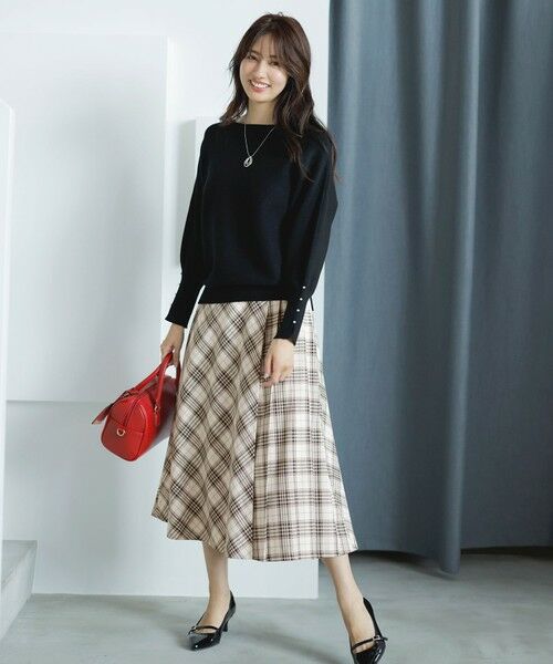 セール】 【洗える】サイドプリーツチェックフレア スカート （ミニ