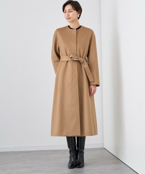 セール】 カシミヤノーカラーベルトコート （トレンチコート）｜ANAYI