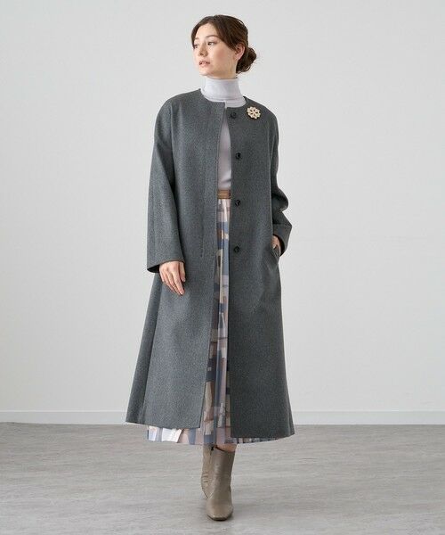 セール】 カシミヤノーカラーベルトコート （トレンチコート）｜ANAYI