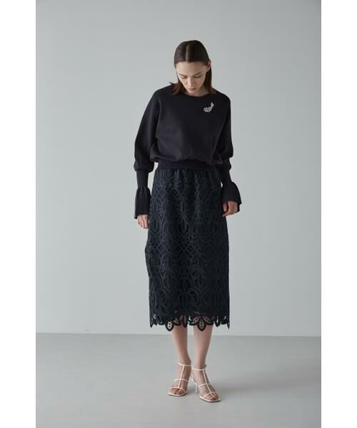 セール】 フラワーオーナメントレーススカート （スカート）｜ADORE