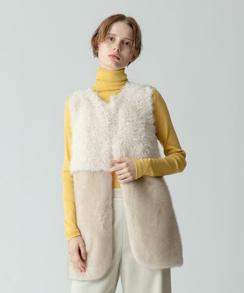 フェイクファーコンビニットジレ （ニット・セーター