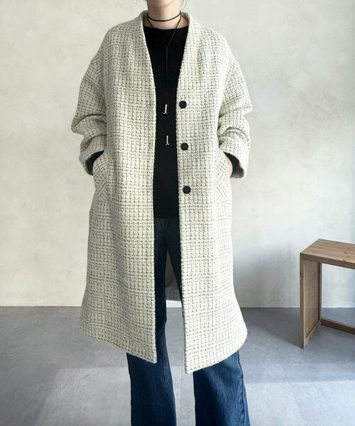 チェックツイードロングコート （その他アウター）｜BEARDSLEY