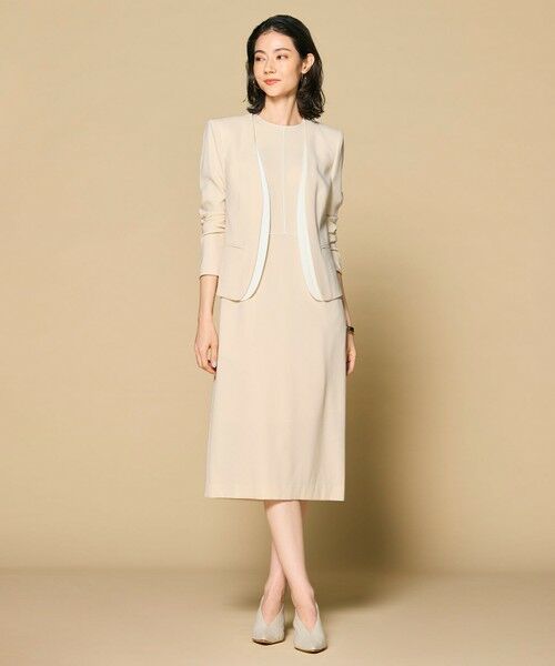 CINDY / ダブルカラージャケット （ノーカラージャケット）｜BEIGE