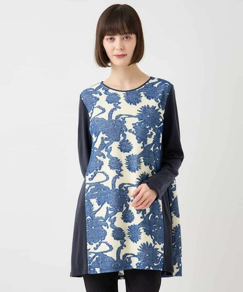 セール】 花柄カットジャカードチュニック /洗える （チュニック