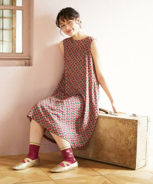 セール】 Rojo carmin プリントノースリーブワンピース （ロング