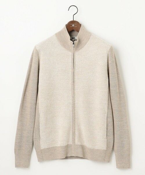 イタリア糸使用/洗える】メリノブレンドモール ジップ ニット ブルゾン