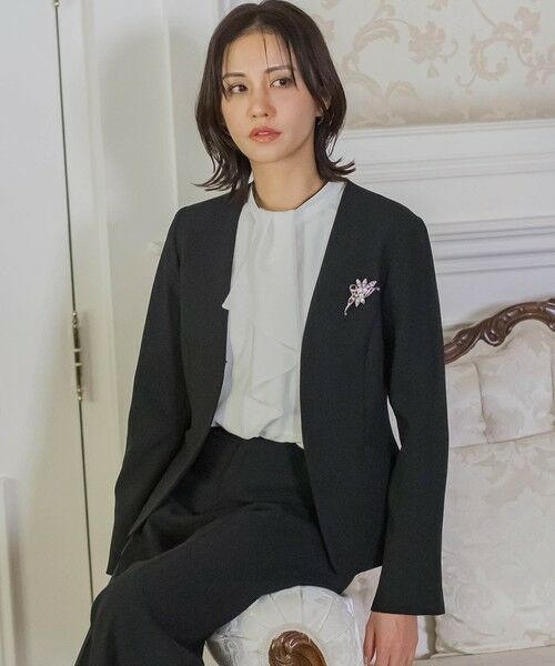 トリクシオンノーカラージャケット≪手洗い可能≫ （テーラード