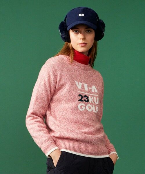 セール】 【WOMEN】【蓄熱裏地付き】ウールブレンド クルーネック