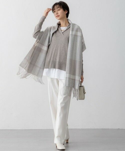カシミヤ チェック ストール （マフラー・ショール・スヌード