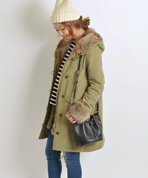 セール】 【人気】ラビットファーモッズコート◇ （ミリタリー