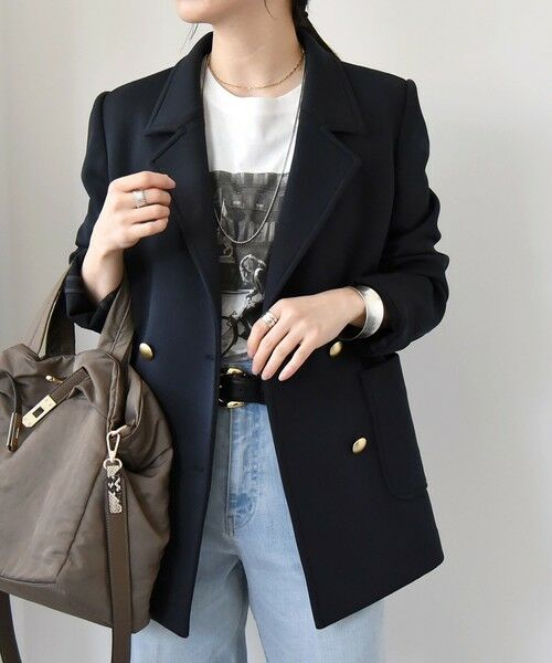 セール】 quaranciel:〈洗濯機可能〉ジャージー テーラード ダブル