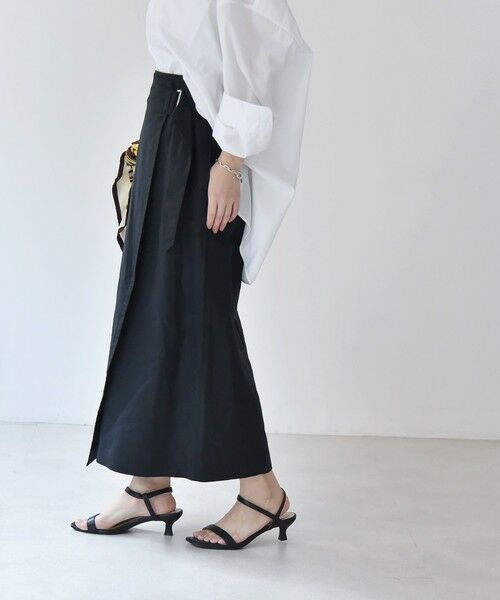 セール】 quaranciel:〈洗濯機可能〉コットン リネン ラップ スカート